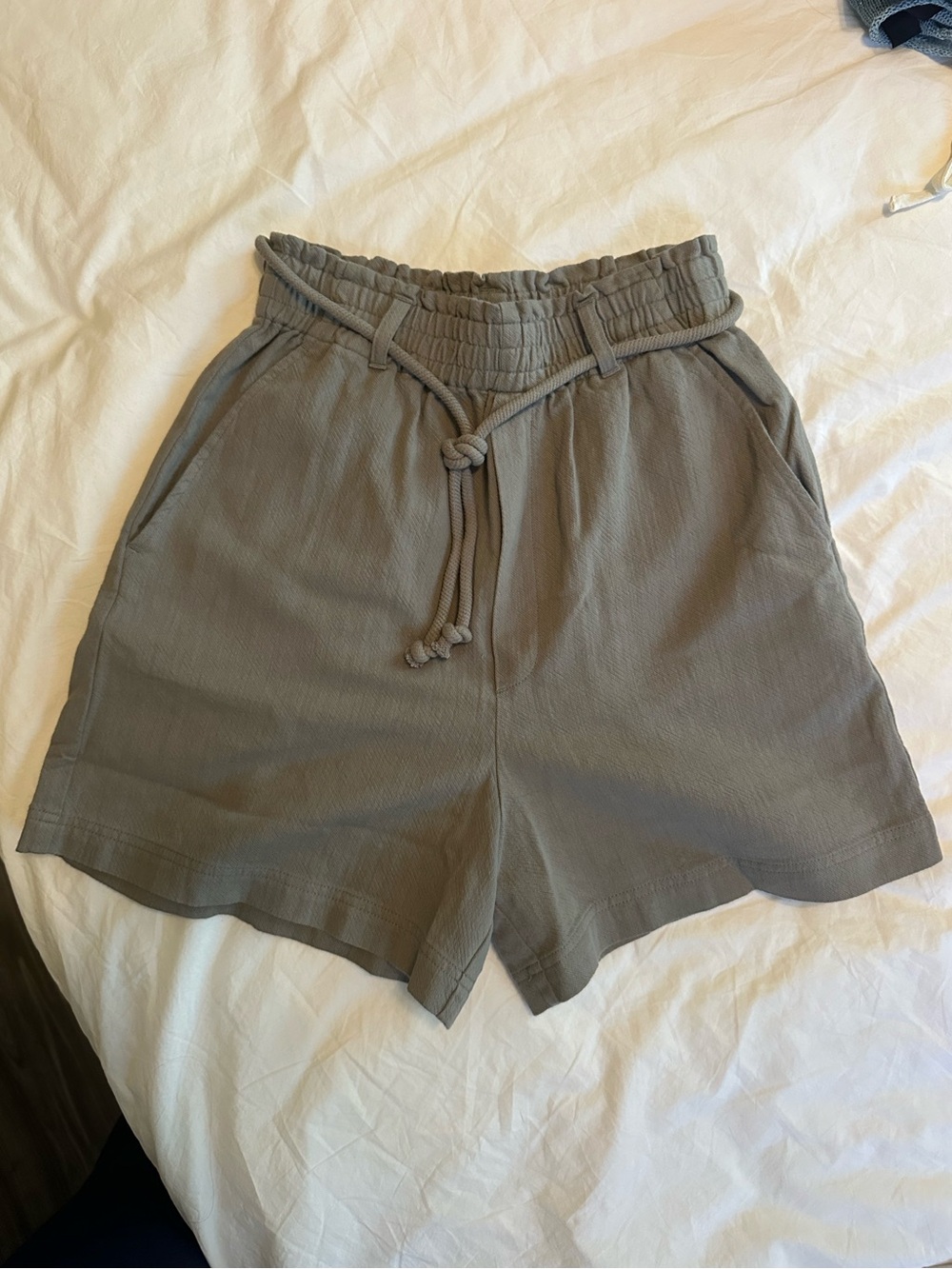 Gentle Fawn Olive High-Waist Paperbag Shorts